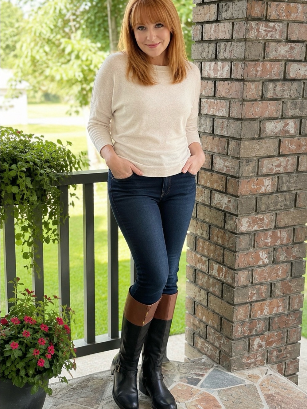 Bandalino soft brown and black leather riding style boots